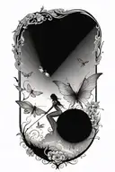 fairy and dragonflies flying towards the sun tattoo design idea