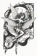 fairy flying tattoo design idea