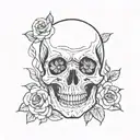 skull with flowers tattoo design idea