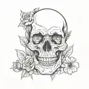 skull with flowers tattoo design idea