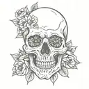 skull with flowers tattoo design idea