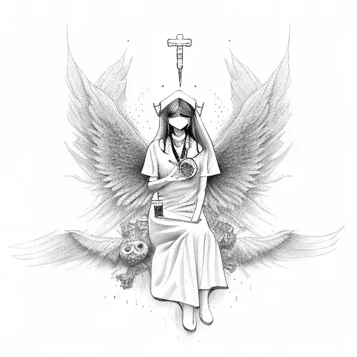 nurse angel tattoo design idea