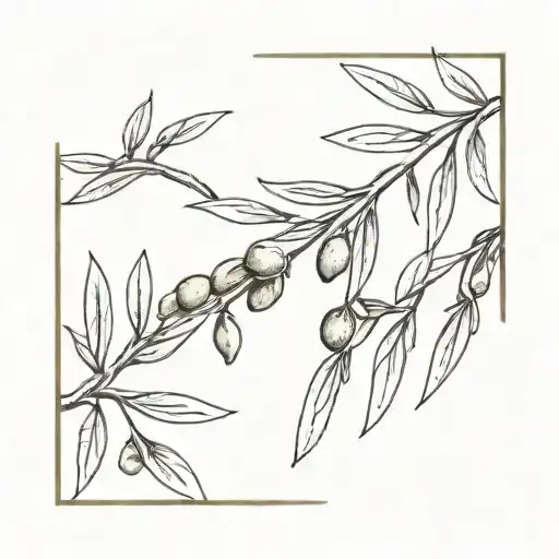 A small, minimalist stencil-style olive branch tattoo  tattoo design idea