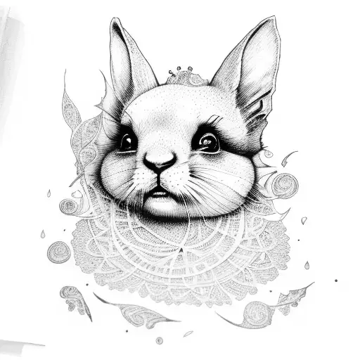 Alice falling down the rabbit hole with a trail of lace tattoo design idea