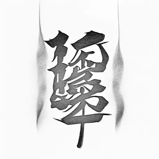 smoke forming the Japanese kanji for "discipline" tattoo design idea