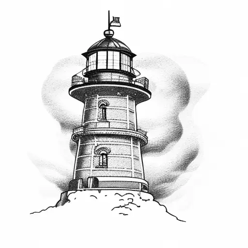 Lighthouse with a ship royal navy tattoo design idea
