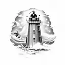 Lighthouse with a ship royal navy tattoo design idea