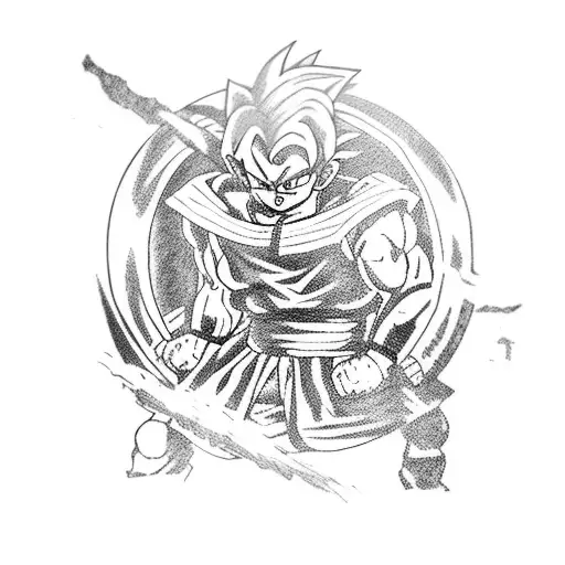 Dragon Ball Z character in a samurai armor tattoo design idea