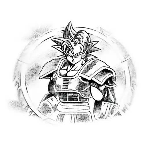 Dragon Ball Z character in a samurai armor tattoo design idea