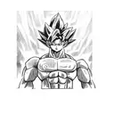 A sketch-style depiction of Goku from Dragon Ball Z surrounded by celestial bodies tattoo design idea