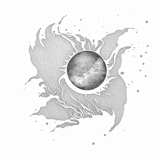 Palm Tree and sun and wave tattoo design idea