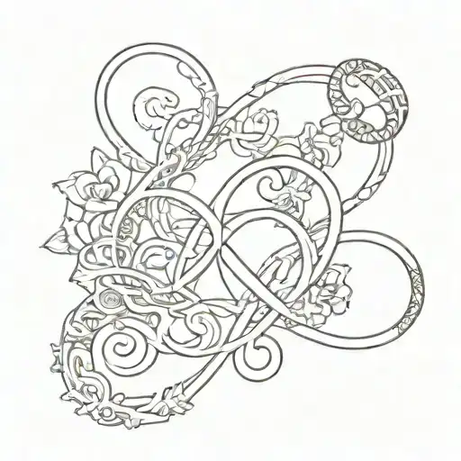 name jessica, para siempre, infinity symbol intertwined tattoo design idea