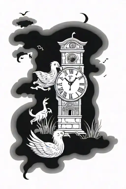 noahs ark with clock face and date 18/07 tattoo design idea