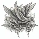 smoky mist and wings spread tattoo design idea