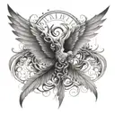 smoky mist and wings spread tattoo design idea