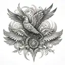 smoky mist and wings spread tattoo design idea