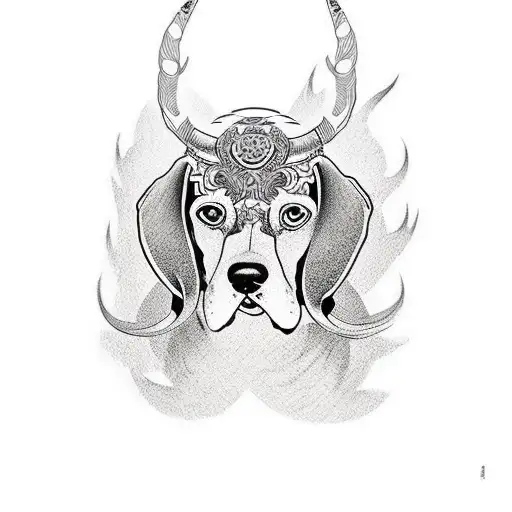beagle draw tattoo design idea