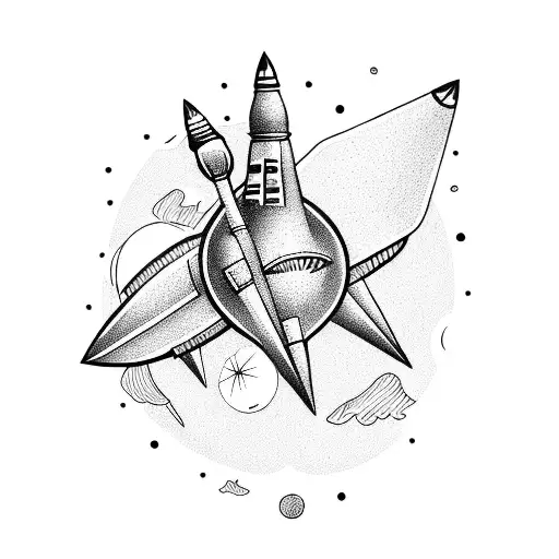 rocket ship  tattoo design idea