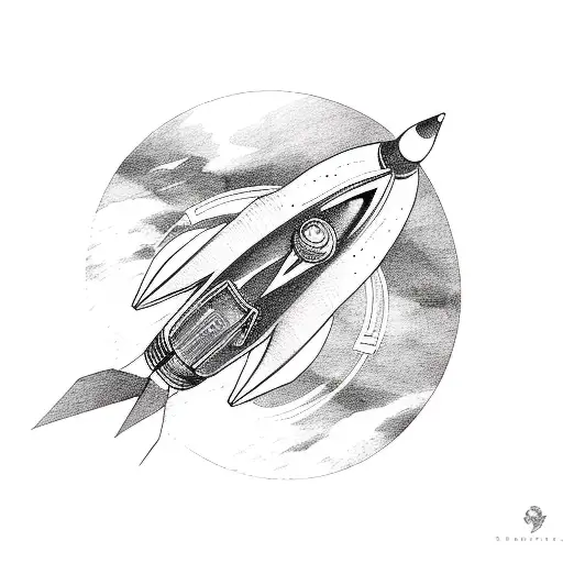 rocket ship  tattoo design idea
