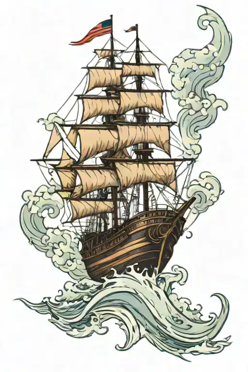 sinking clipper ship tattoo design idea