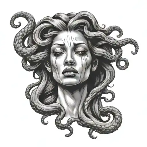 Medusa crying tattoo design idea