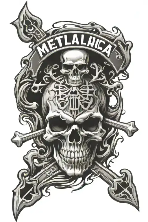 Metallica skull logo incorporated tattoo design idea