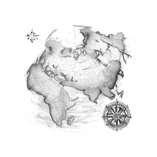 ancient map tattoo design idea