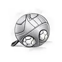 sports equipment in the background  with trophy in the center tattoo design idea