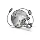 sports equipment in the background  with trophy in the center tattoo design idea