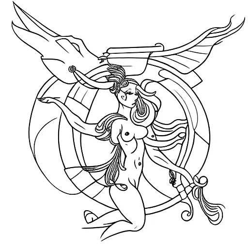 centaur being rided by ipotane tattoo design idea