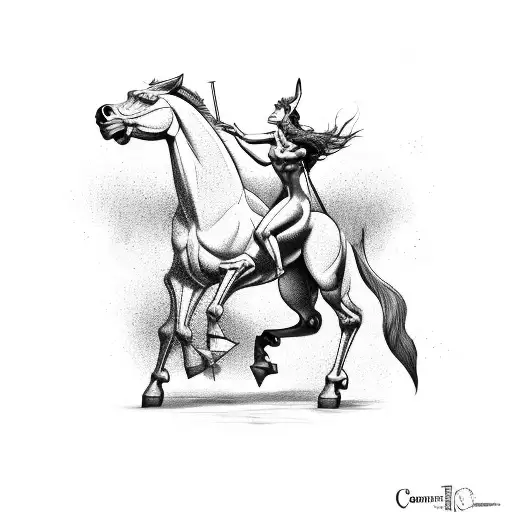 A centaur being rided by the opposite of a centaur tattoo design idea