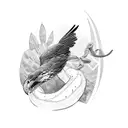 Raven and snake tattoo design idea