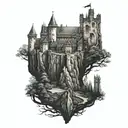 dracula's castle tattoo design idea