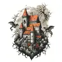 dracula's castle tattoo design idea
