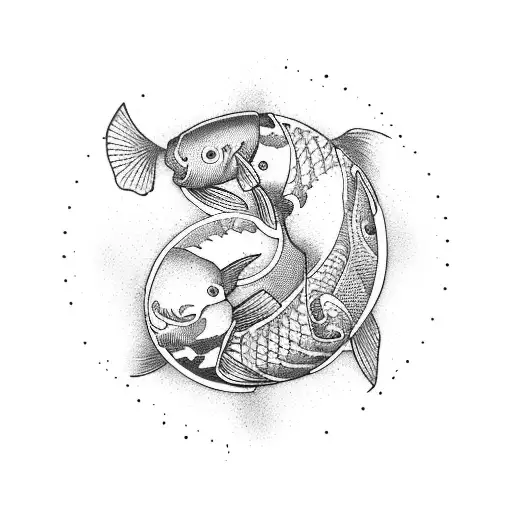 Koi fish Ying yang  tattoo design idea