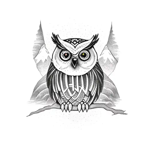 a owl who loves to travel love mountains no fear of any adventure always ready for the challenges tattoo design idea