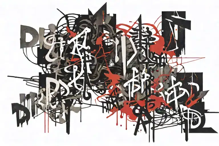 irregular calligraphy "disturbed" tattoo design idea