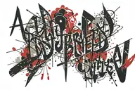 irregular calligraphy "disturbed" tattoo design idea