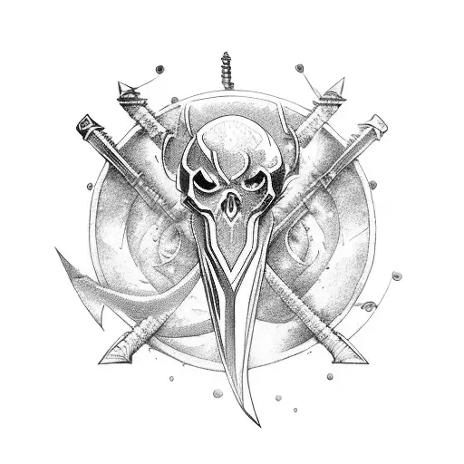 scythe (weapon) with an hourglass within tattoo design idea