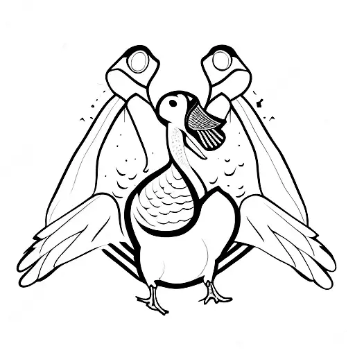 a goose being silly with its arms  tattoo design idea
