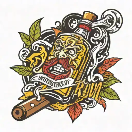 Rum bottle abstinent tattoo design idea