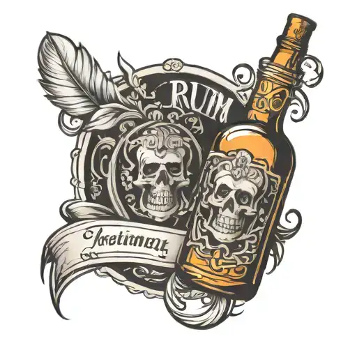 Rum bottle abstinent tattoo design idea