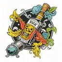 Rum bottle abstinent tattoo design idea