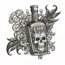 Rum bottle abstinent tattoo design idea