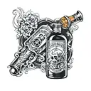 Rum bottle abstinent tattoo design idea
