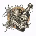 Rum bottle abstinent tattoo design idea
