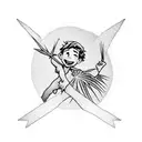 Peter Pan laying on a palm tree tattoo design idea