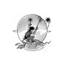 Peter Pan laying on a palm tree tattoo design idea