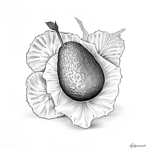 avocado with hibiscus  tattoo design idea