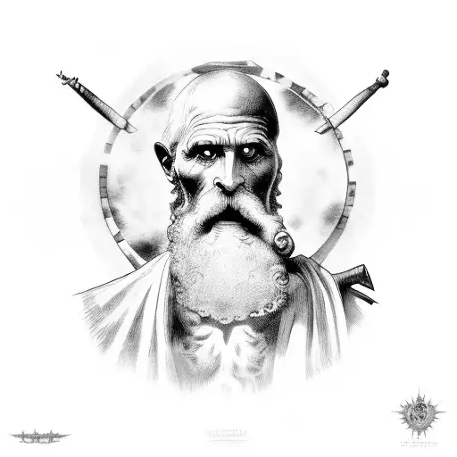 Diogenes with Greek edifications tattoo design idea